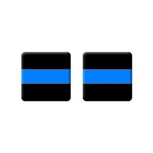   Thin Blue Line   3D Domed Set of 2 Stickers Badges Automotive