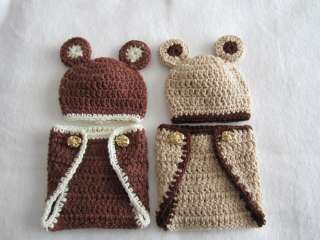 PC. CROCHETED PREEMIE BABY DIAPER COVER AND HAT SET  