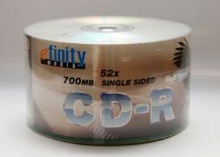 50 Brand new eFinity 52x CD R Media Disk 700MB 80MIN Blank CDR Disc 