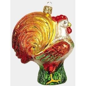  Rooster Polish Glass Christmas Ornament