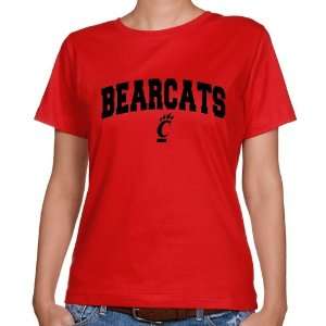   Bearcats Ladies Red Logo Arch Classic Fit T shirt