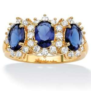 18k Gold over Sterling Silver DiamonUltra™ Cubic Zirconia and Blue 