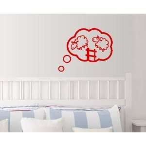  Red Counting Sheep Dreaming Wall Decal