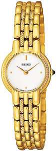 SEIKO $250 WOMENS GOLD CLASSIC DRESS WATCH   ROUND DOME CRYSTAL 