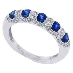  0.61ct Genuine Sapphire and Diamond Band Ring in 14Kt 