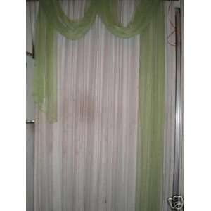  Green Sheer Window / Bed / Door Scarf Valance 47 X 216 