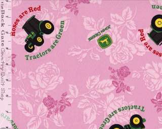 SPRINGS John Deere Roses red Tractors green 32053fabric 843747020890 