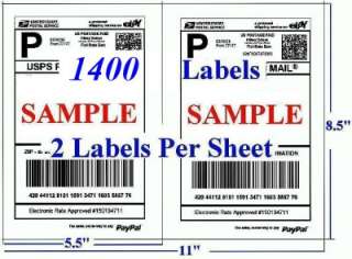1400 Shipping Labels (8.5 X 5.5) For Paypal USPS UPS  