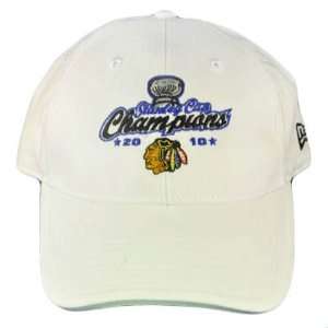 CHICAGO BLACKHAWKS CHAMPIONS HAT CAP 2010 NEW ERA WHITE  