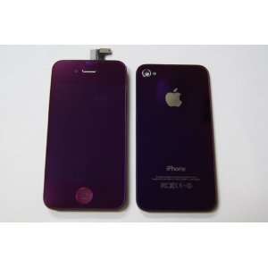 Mirror Purple GSM iPhone 4 4G Full Set Front Glass Digitizer +LCD 