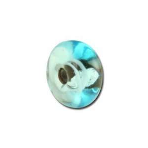 13mm Turquoise with Silver Foil Lining Rondelle Lampwork Beads Large 