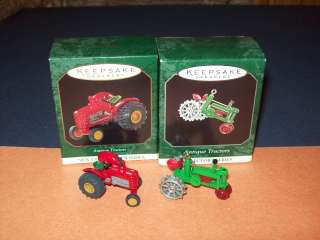 Hallmark Miniatures Antique Tractors Green and Red 1 & 2 Christmas 