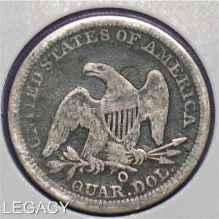 1844 O SILVER SEATED LIBERTY QUARTER NEW ORLEANS (RS  