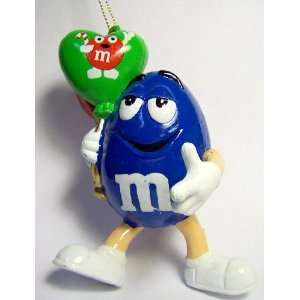 Candy Blue M&M with Heart Balloon Christmas Ornament  