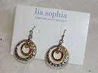 Lia Sophia DIMPLE Earrings Hammered Goldtone Silvertone Double Circles 