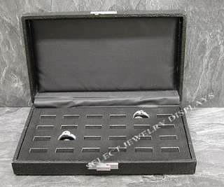 24 Ring Black Wide Slot Tray Case Jewelry Display   