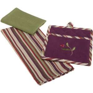 DII Fall Berries Embroidered Potholder Gift Set with Towel and Dish 