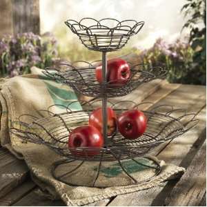 FRENCH WIRE 3 TIER FRUIT BASKET STAND 