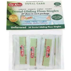 Dental Gliding Floss Singles, Unflavored, 30 Dental Gliding Floss 