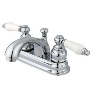 Double Handle Centerset Standard Bathroom Faucet with Porcelain Lever 