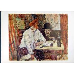  1993 Toulouse Lautrec Art Last Crumbs Lady Man Table