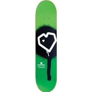  Blueprint Spray Heart Deck 7.62 Lt.green Skateboard Decks 