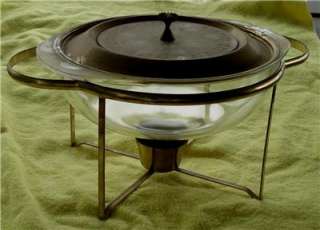 Vintage Tin and Glass Chafing Dish, GOOD COND  