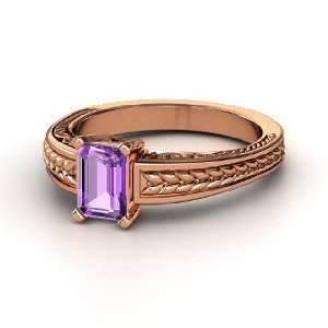    Cut Ceres Ring, Emerald Cut Amethyst 14K Rose Gold Ring Jewelry