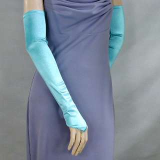 Opera Length Fingerless Gloves in Cool Colors  