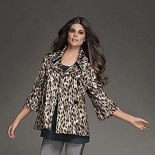 Womens Animal Print Faux Fur Swing Coat  Kardashian Kollection 