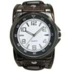 Mens Watch w/Gunmetal Round Case, Dual Color Dial and Brown Leather 