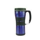   Double Wall Vacuum Insulated Handled Mug with Carabiner Clip in Blue
