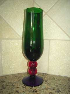 Large Bohemian Glass Goblet 3 Colors, A. Ruckl & Sons  