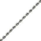 SOLID 14K WHITE GOLD DIAMOND CUT ROPE CHAIN NECKLACE