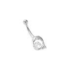   DOLPHIN with Round CZ 14k White Gold Navel Belly Button Ring