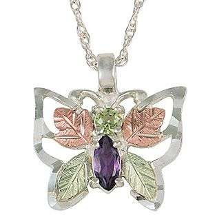 Tricolor Sterling Silver Butterfly Pendant  Black Hills Gold Jewelry 