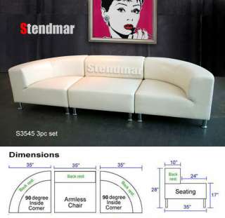 3PC Modern Design Ivory Sectional Sofa S3545 T3  