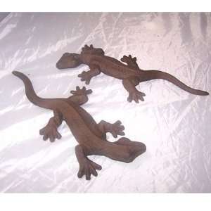  Set of 2 Cast Iron Geko Lizards 
