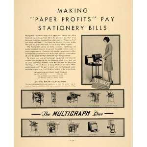 1930 Ad American Multigraph Line Type Printing Folder   Original Print 