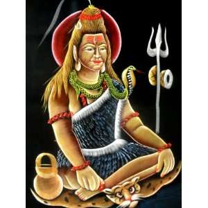  Indian Hindu God Shiva Handmade Religious Oil Painting on 