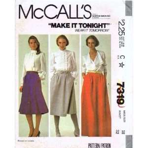  McCalls 7319 Sewing Pattern Four Gore Skirt Size 18 