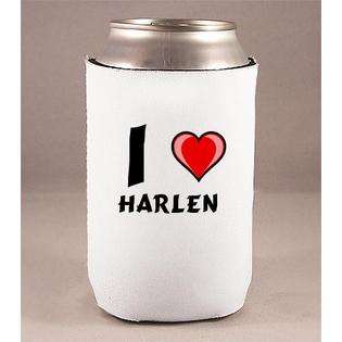 Custom Beverage Can / Bottle Cover (Coolie) with I Love Harlen 