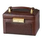   Travel Cases   Paris Weave Brown Leather Travel Sized Jewelry Box