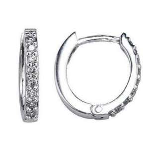   15ct Round Diamond Huggie Hoop Earrings Pave Set 14k White Gold  