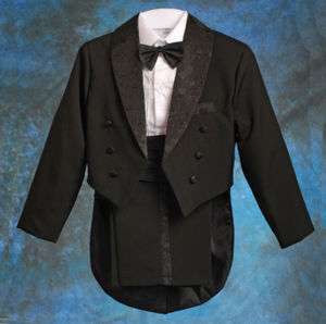 Boy Black Formal Tuxedo Suit Wedding Pageboy Size 7  