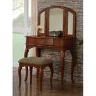   make up bedroom vanity set with curved legs stool and tri fold mirror