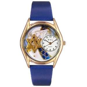  Whimsical Womens Star of David Royal Blue Leather Watch 
