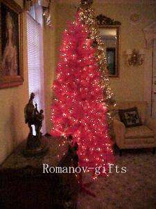 Art Deco Pink Designer Alaska Christmas Tree 7 Ft. Pre lit with hinged 