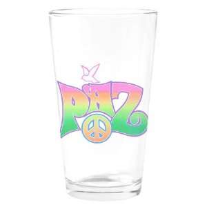  Pint Drinking Glass Paz Spanish Peace with Dove and Peace 