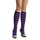 Leg Avenue Black and Purple Striped Knee Highs   Stockings and Socks